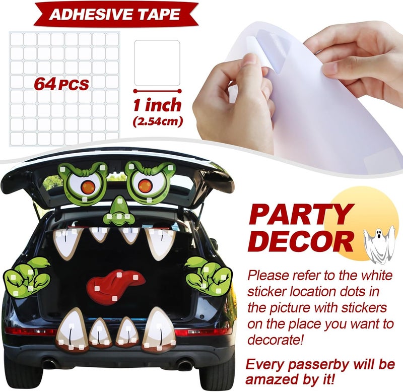 PARTYLOUD Store Trunk or Treat Car Decorations Kit for SUV, Halloween Cute Monster Face Trunk or Treat Car Decorations Kit, Outdoor Halloween Garage Door Decorations - Image 3